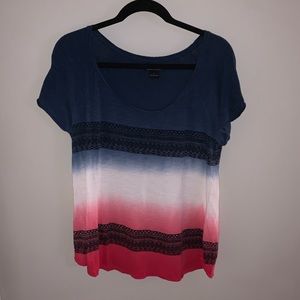 Navy to Pink Ombré Lucky Brand Top